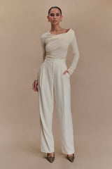 Culver Draped Twist Knit Top - Cream