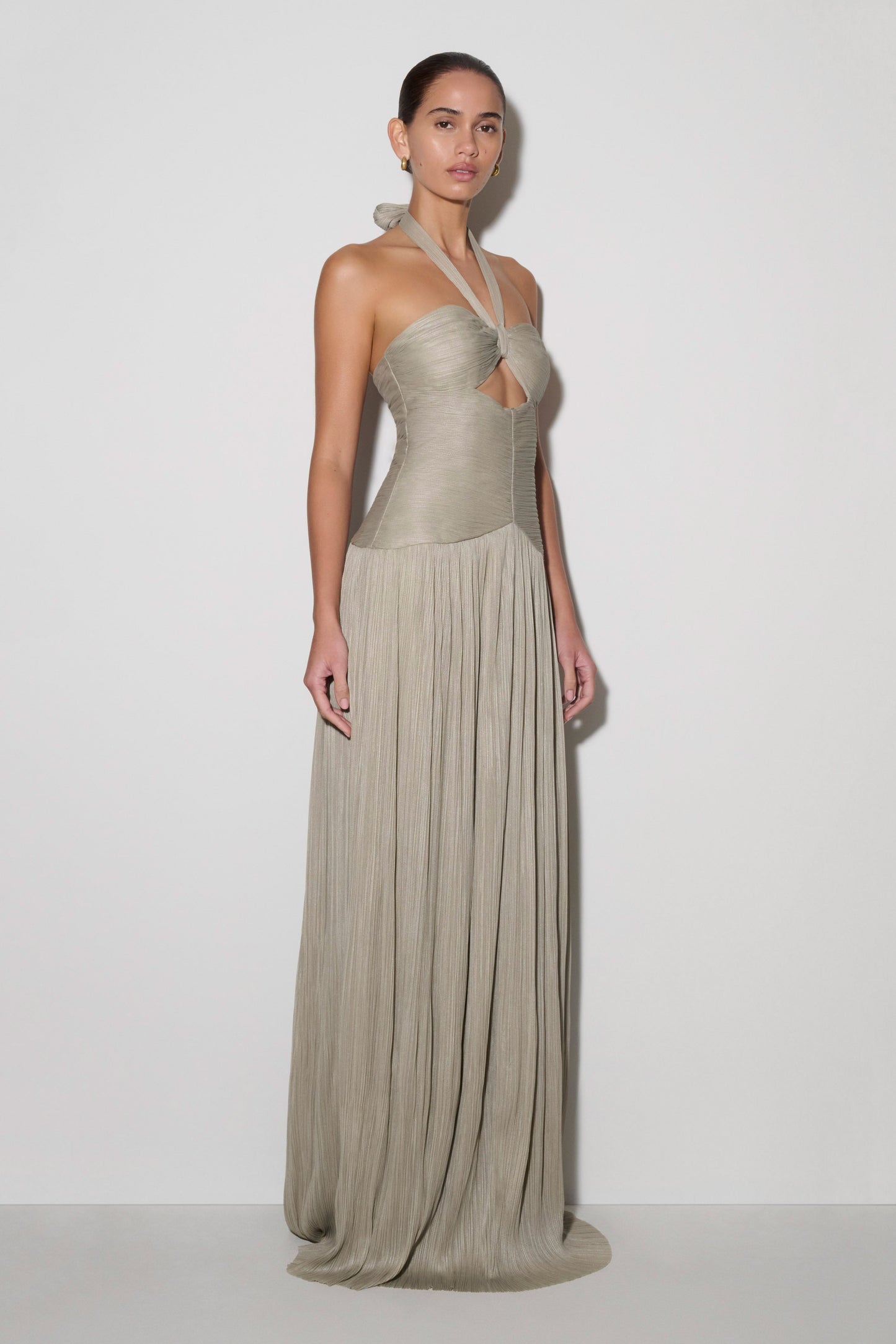 Juliette Pleated Chiffon Maxi Dress - Silver