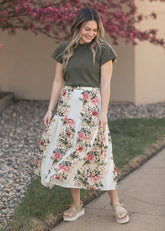 Tiered Floral Midi Skirt
