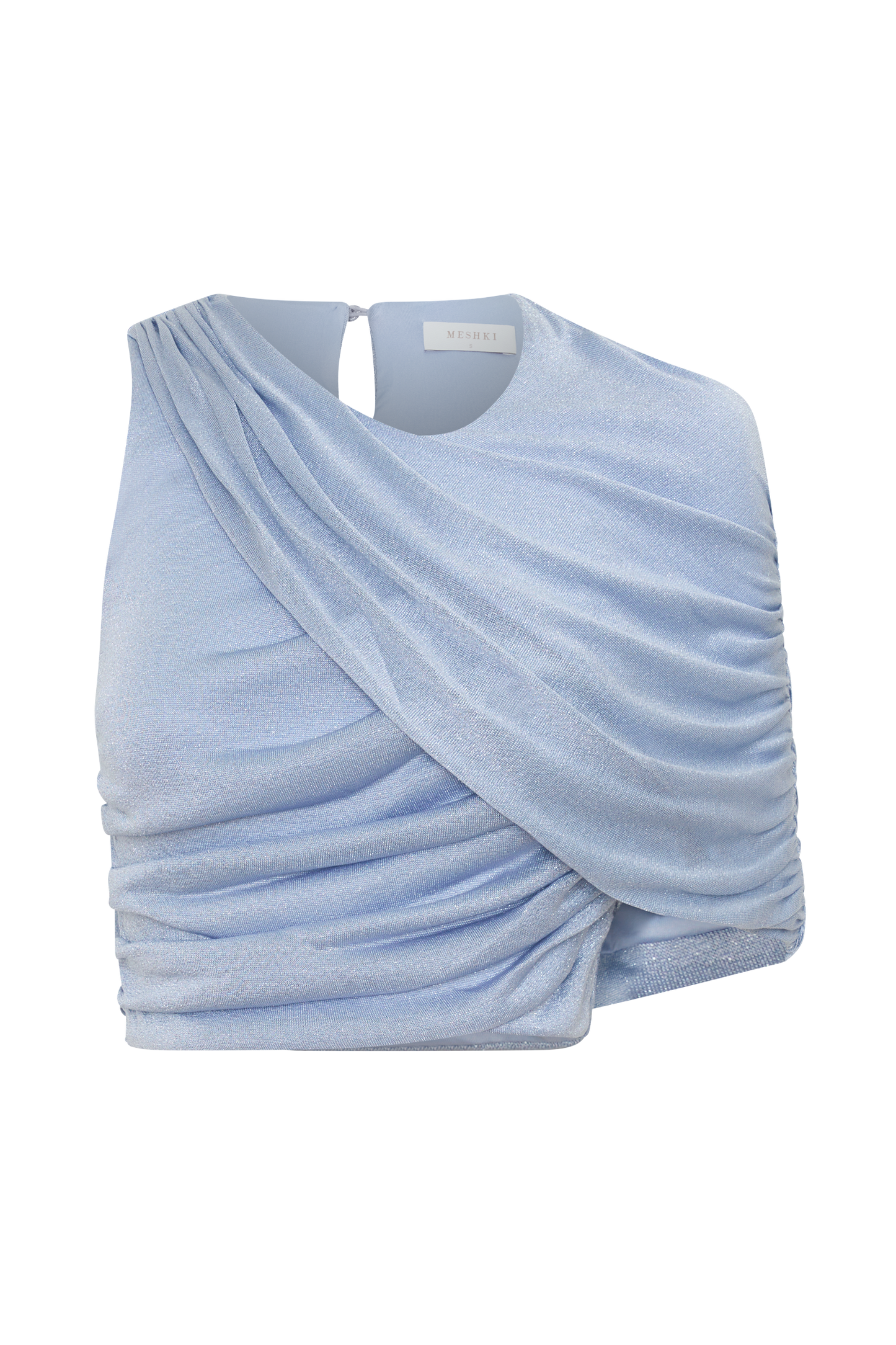 Adrienne One Shoulder Lurex Top - Pastel Blue