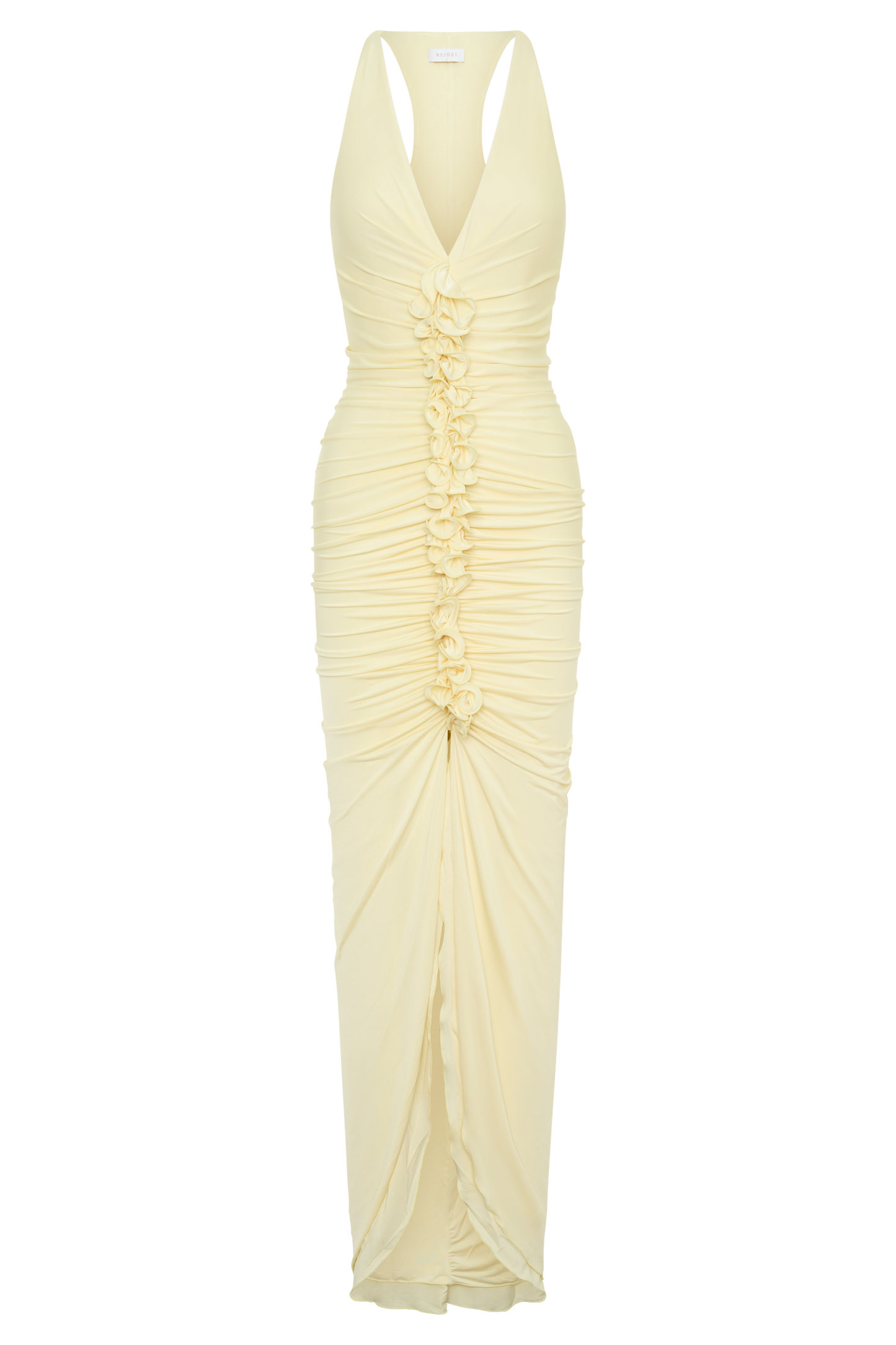 Alessandra Slinky Ruffle Maxi Dress - Lemon