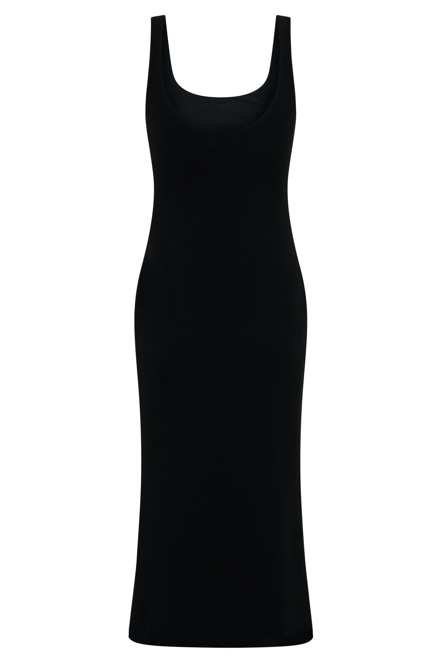 Allyra Scoop Stretch Crepe Midi Dress - Black