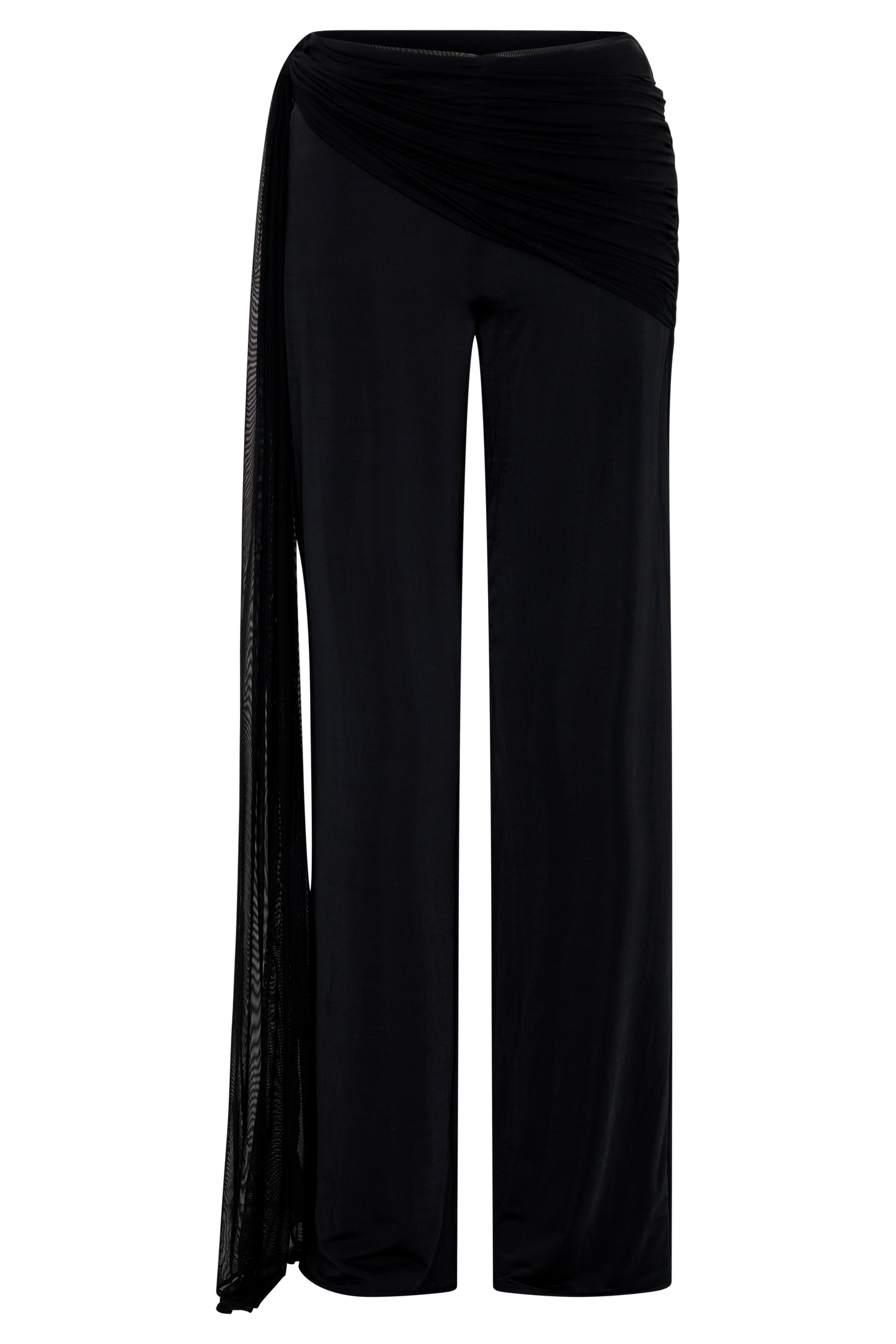 Aspyn Slinky Gathered Wide Leg Pants - Black