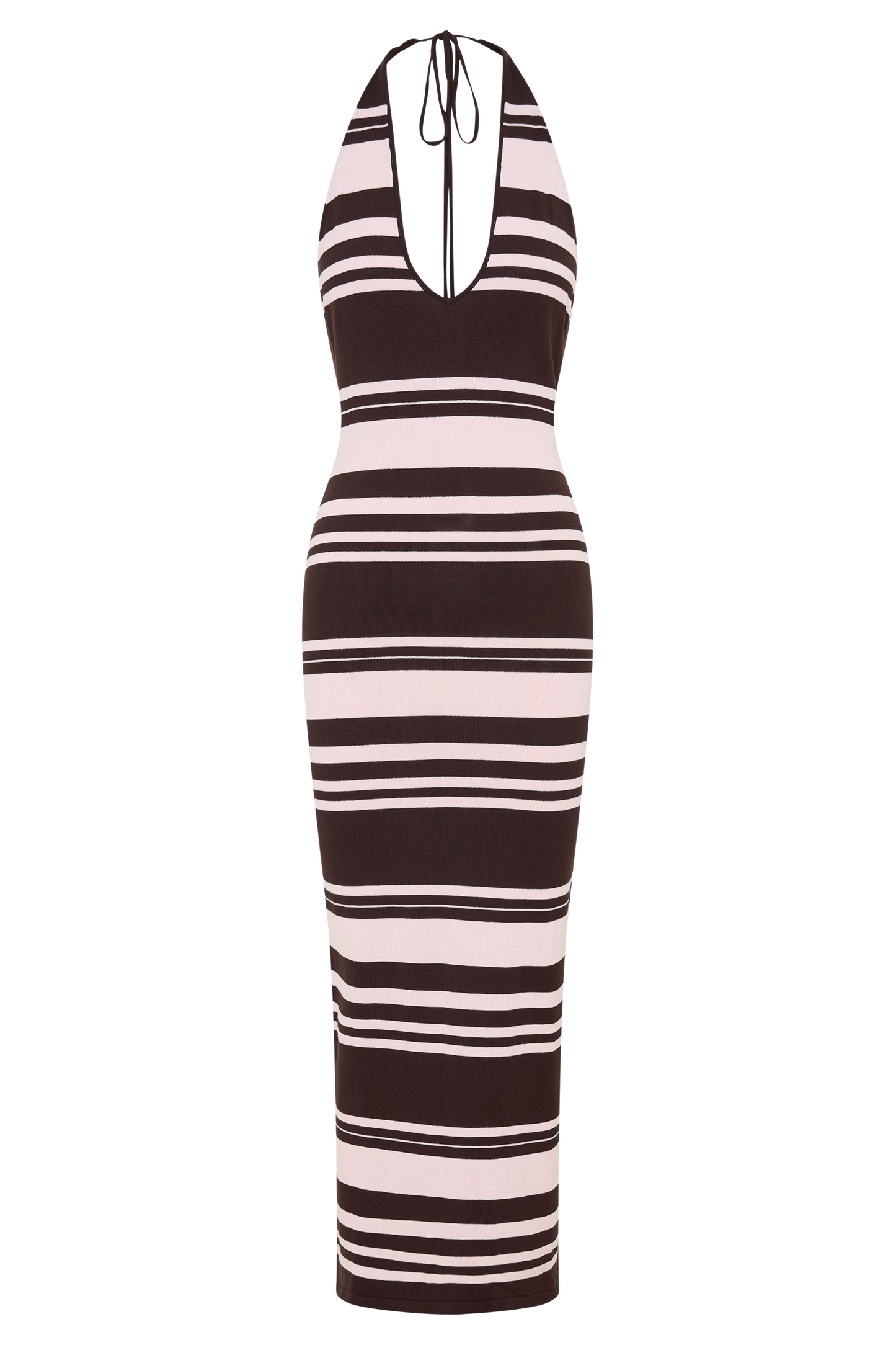 Brienne Stripe Midi Dress - Pink/Chocolate