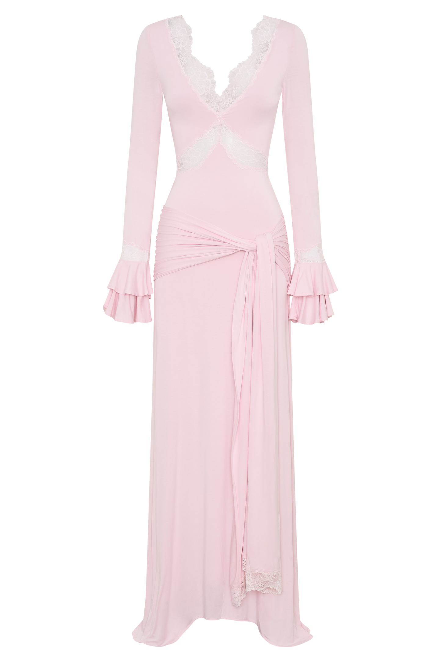 Electra Slinky Lace Maxi Dress - Ballet Pink