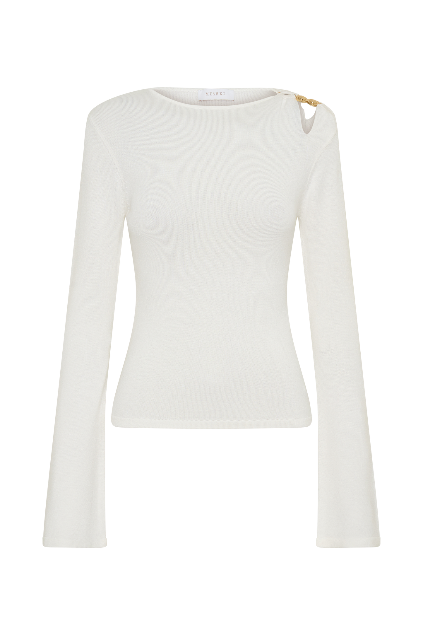Ricky Knit Long Sleeve Longline Top - Ivory