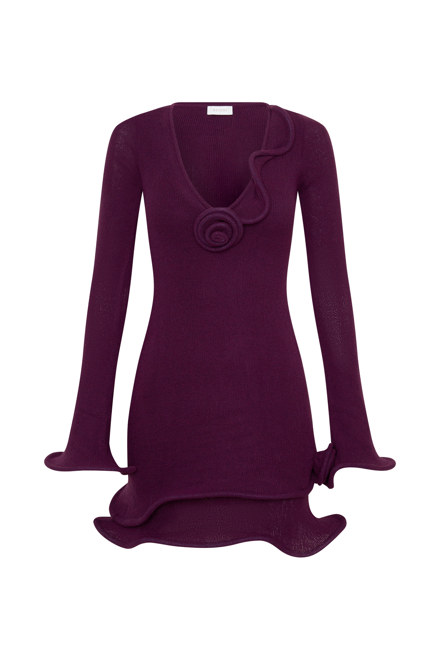 Samira Knit Long Sleeve Mini Dress - Plum