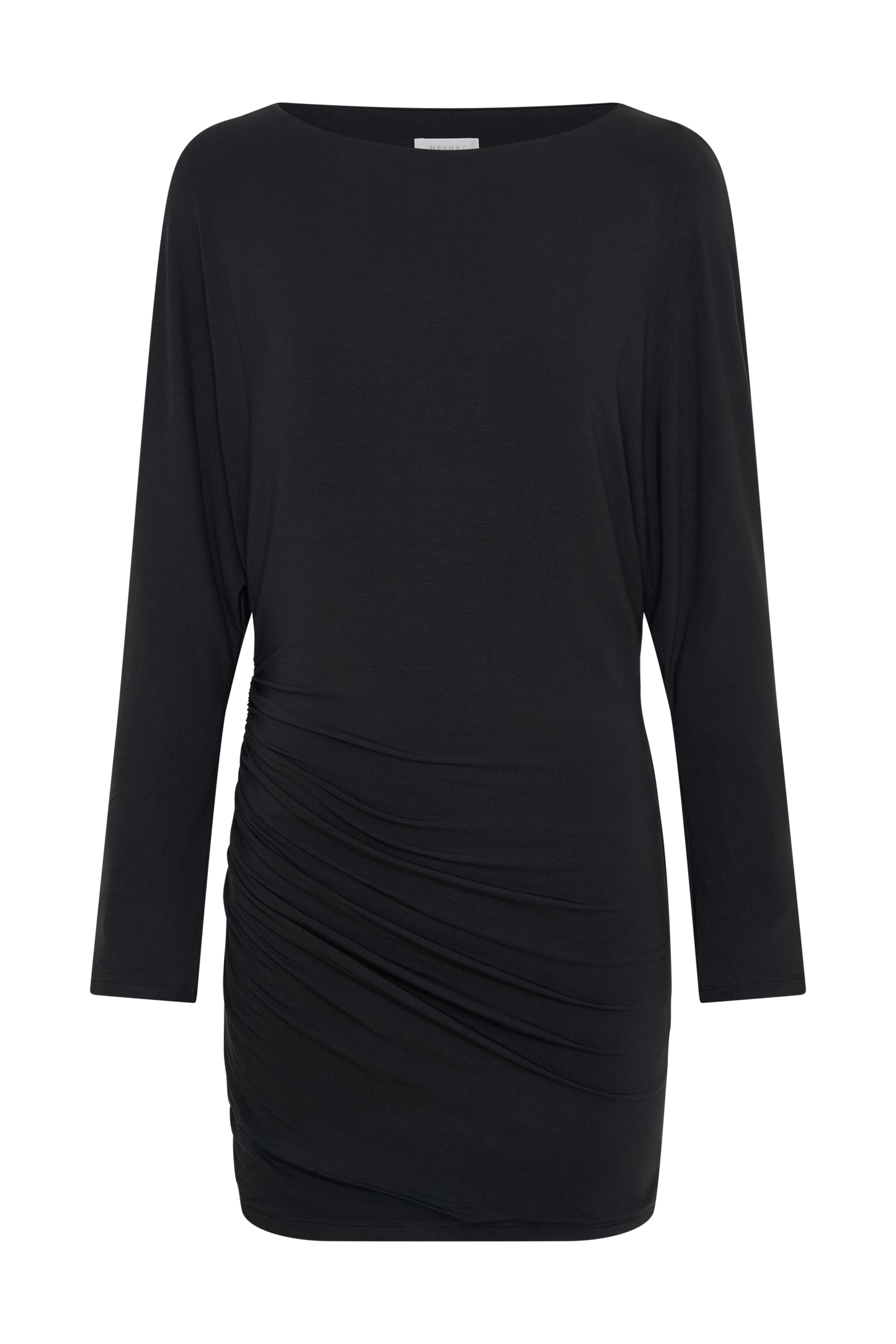 Thao Long Sleeve Gathered Mini Dress - Dark Charcoal