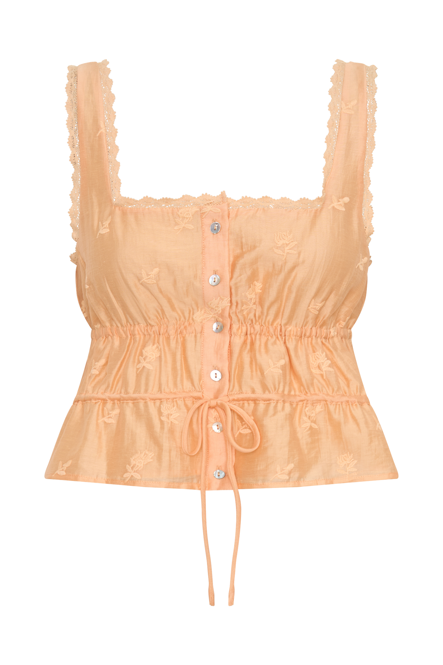 Vivian Embroidered Sleeveless Top - Orange