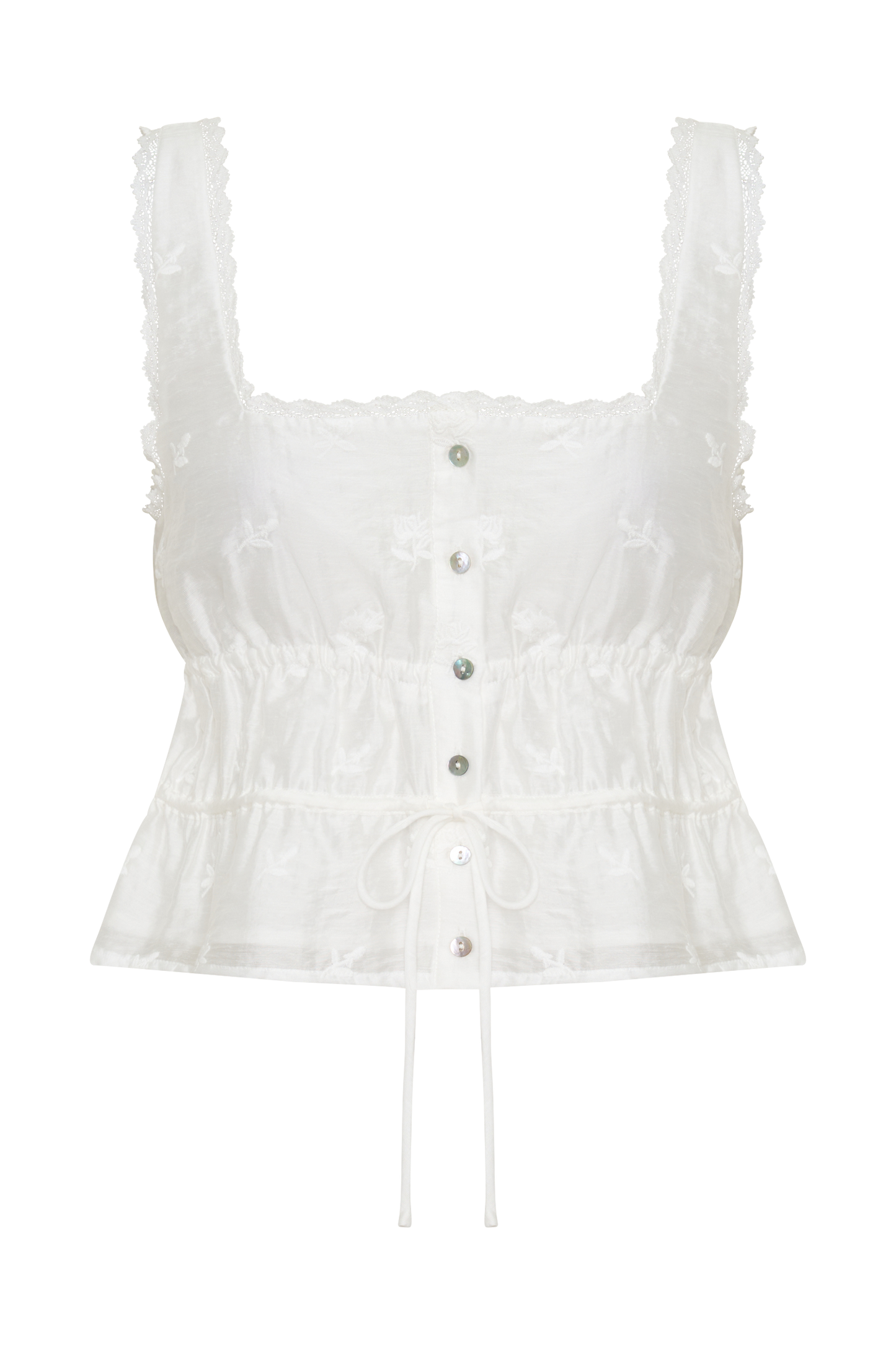 Vivian Embroidered Sleeveless Top - White