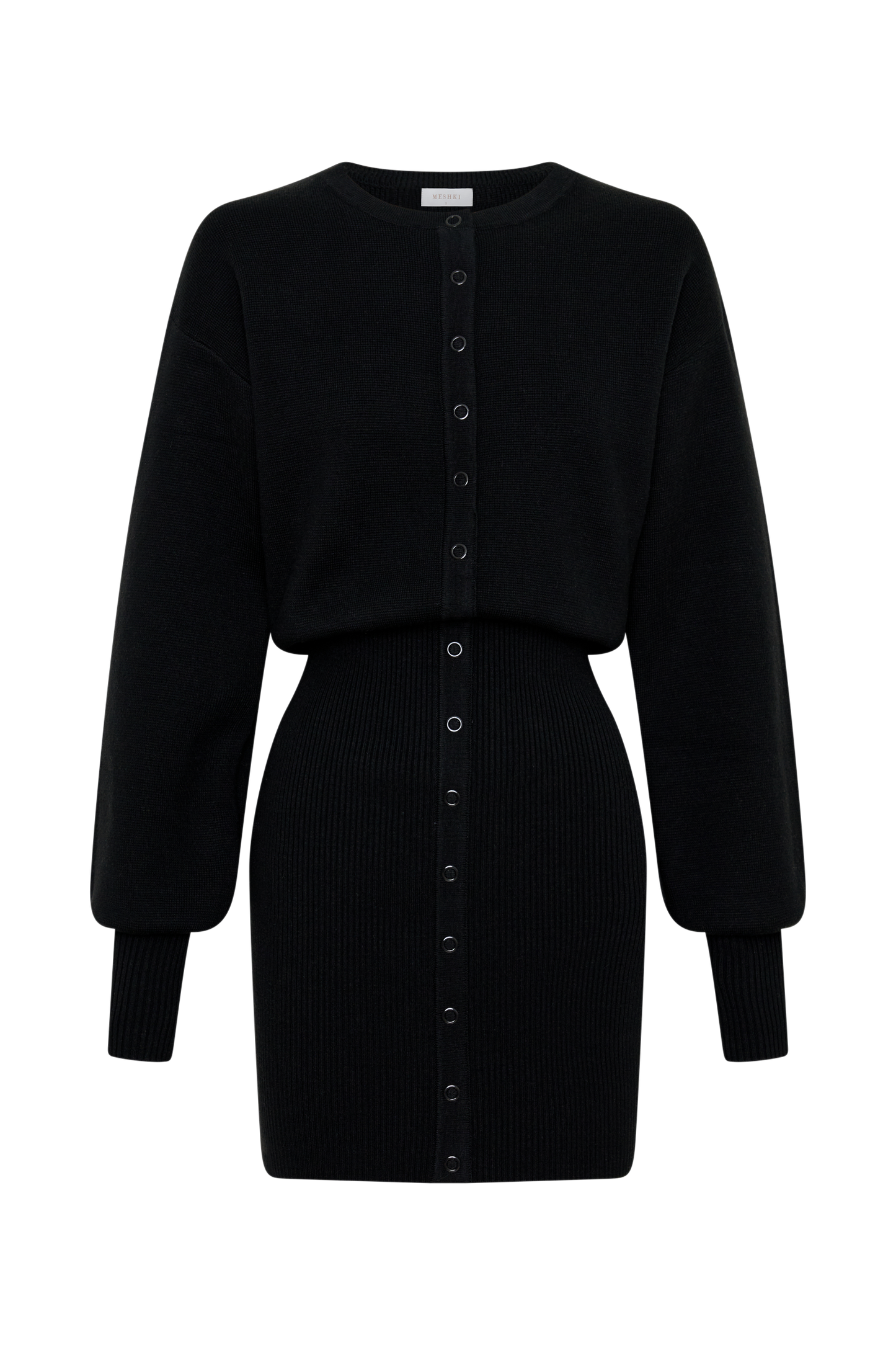 Xaden Wool Mix Knit Mini Dress - Black