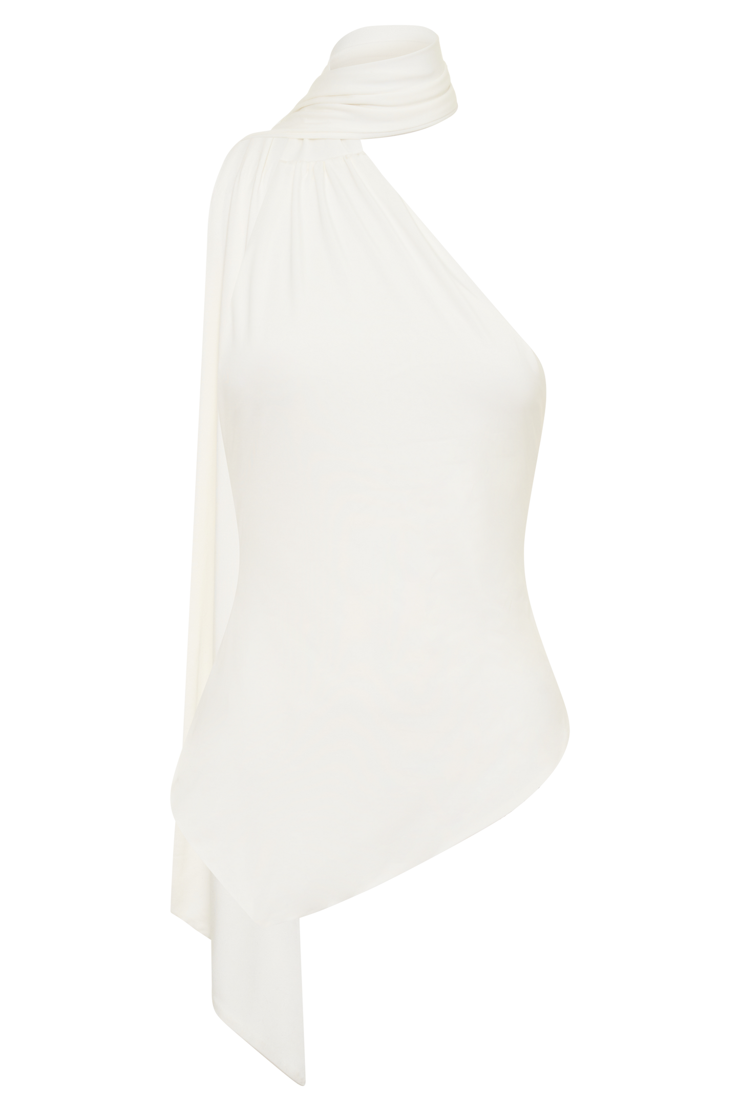 Jemma One Shoulder Tie Top - White
