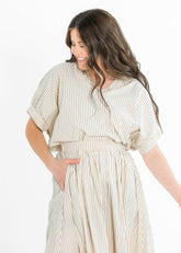 Black Striped Button-Up Top - FINAL SALE
