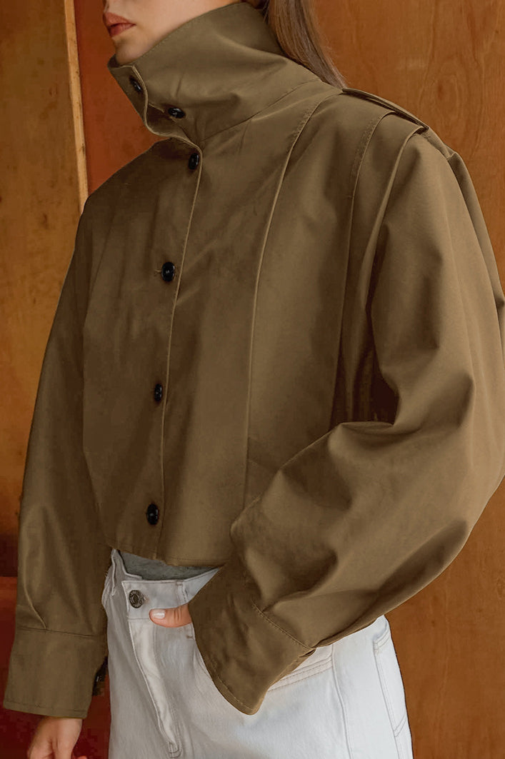 Chic Pleated Detail Short Coat