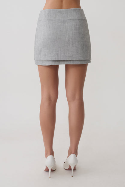 Daisy Wrap Mini Skirt - Charcoal Marle