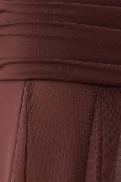 Jorja Draped Halter Slinky Maxi Dress - Chocolate