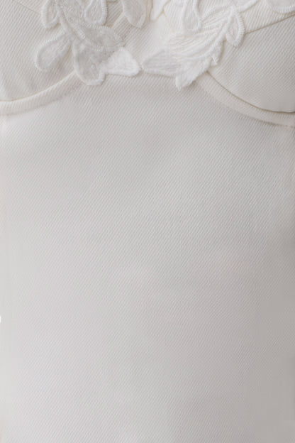 Emary Applique Denim Bustier Mini Dress - White