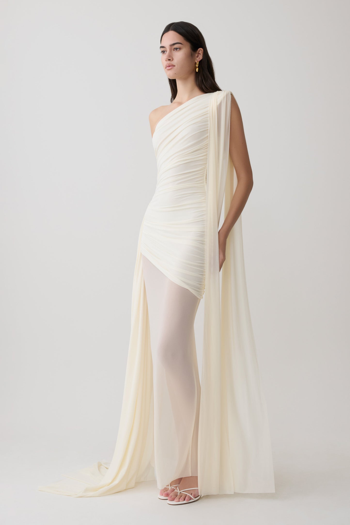 Asher Slinky One Shoulder Maxi Dress - Ivory