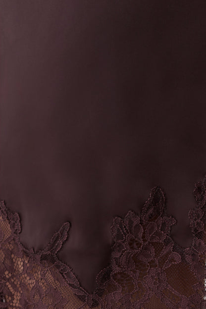 Nina Lace And Satin Mini Skirt - Chocolate