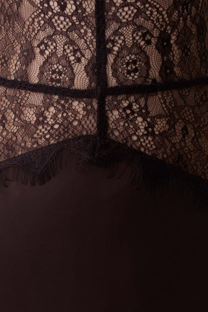 Dinah Lace And Satin Maxi Dress - Chocolate