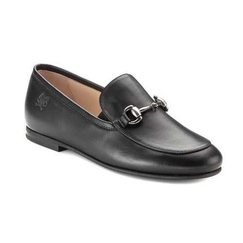 1346n - Black Soft Leather Flat Loafer for Boy by London Kids
