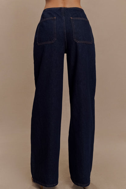 Caitlin Mid Rise Denim Jeans - Indigo Blue