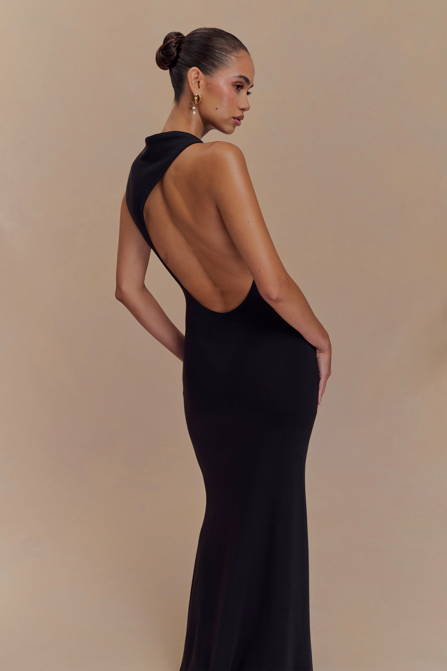 Katerina Scuba Jersey Cut Out Maxi Dress - Black