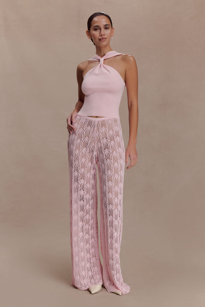 Angelika Twist Front Knit Top - Baby Pink