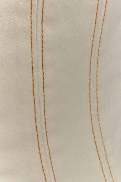 Loretta Cap Sleeve Denim Top - Ecru