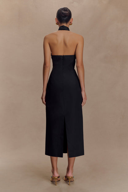 Simona Halter Neck Midi Dress - Black