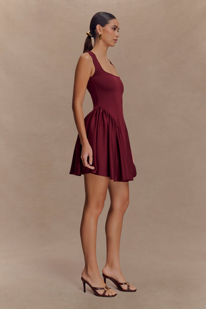 Sharon Scuba Jersey Mini Dress - Wine