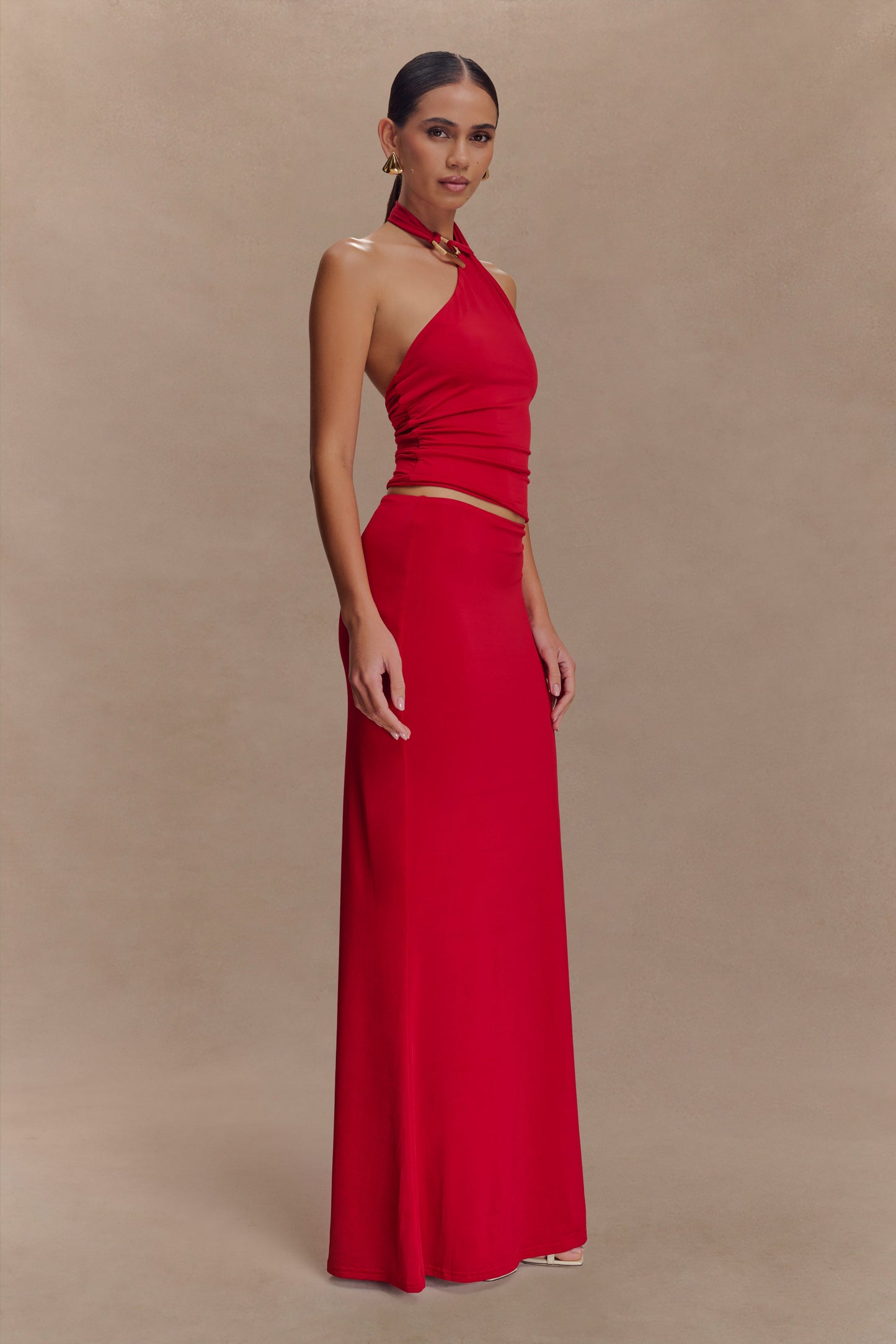 Mariposa Slinky Halter Top - Red