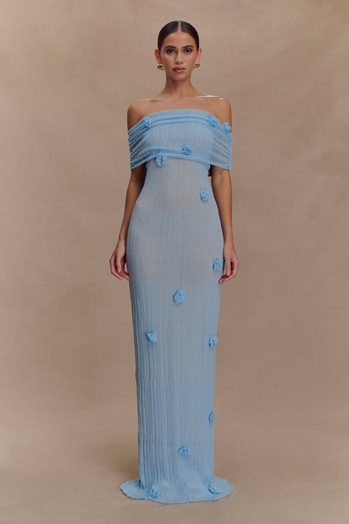 Brynn Orchid Knit Maxi Dress - Baby Blue