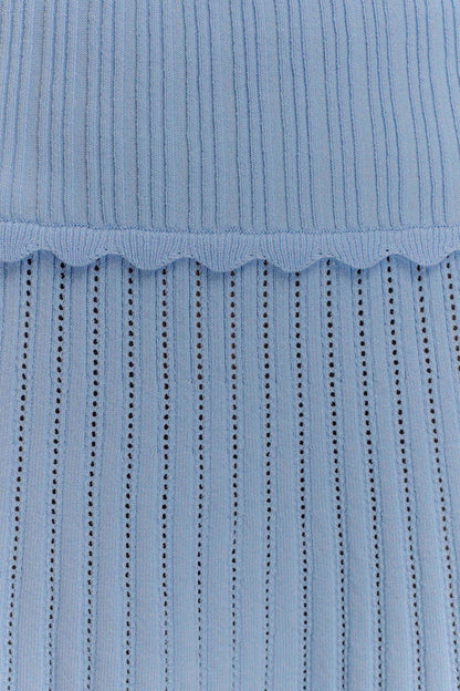 Indy Pointelle Knit Mini Skirt - Cornflower Blue