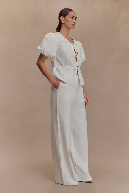 Emilie Puff Sleeve Cotton Top - White