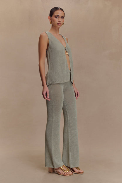 Malani Knit Top With Hardware - Sage