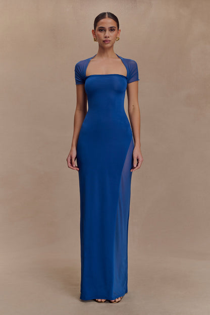 Wyatt Slinky And Mesh Maxi Dress - Cobalt Blue