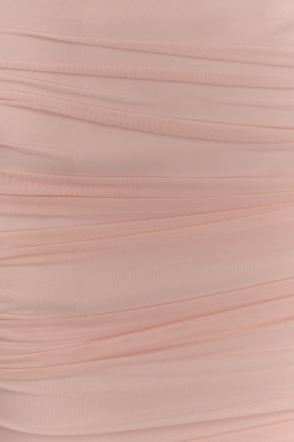 Jianna Strapless Mesh Mini Dress - Powder Pink