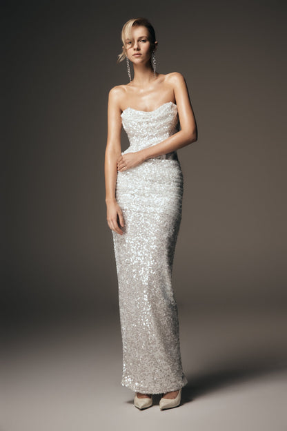 Nala Strapless Sequin Maxi Dress - Ivory