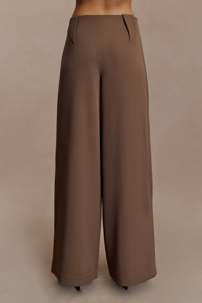 Arlo Wide Leg Suiting Trouser - Cacao Brown