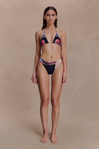 Brianna Cheeky Cut Bikini Bottom - Multi Fluid Reverie Print