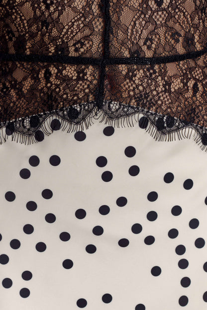 Dinah Lace And Satin Maxi Dress - Polkadot