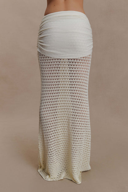 Mania Crochet Maxi Skirt With Hardware - Ivory