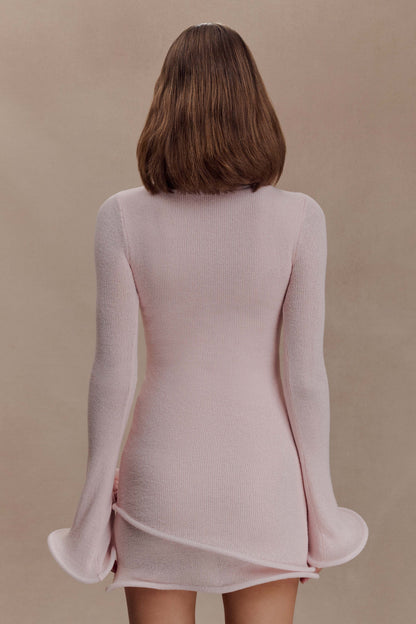 Samira Knit Long Sleeve Mini Dress - Misty Rose