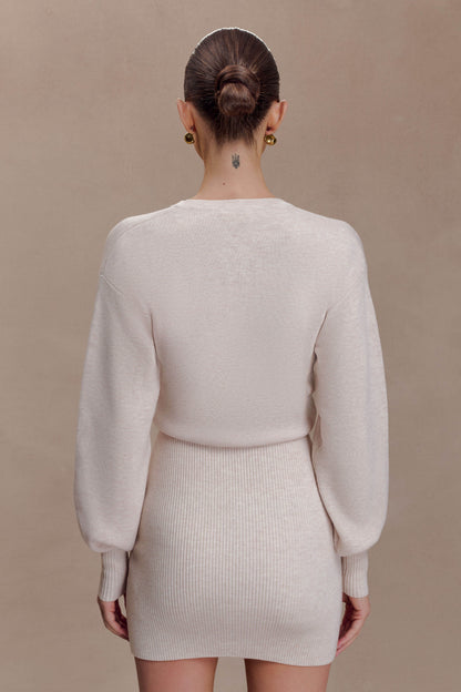 Xaden Wool Mix Knit Mini Dress - Oat Marle