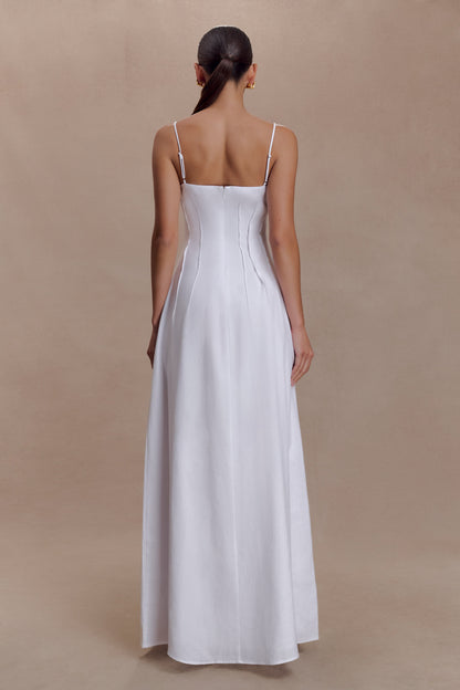 Sofie Pintuck Linen Maxi Dress - White