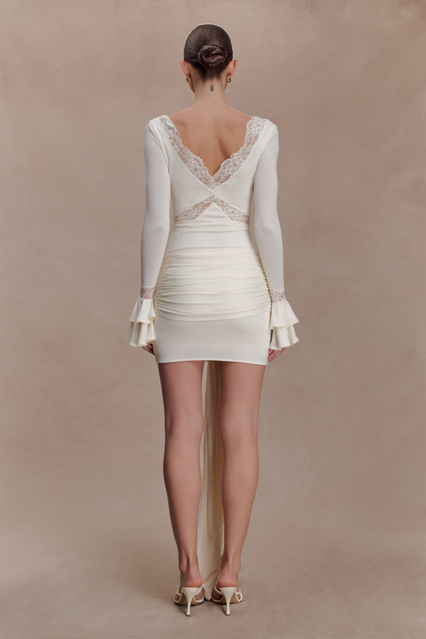 Electra Slinky Lace Mini Dress - Ivory