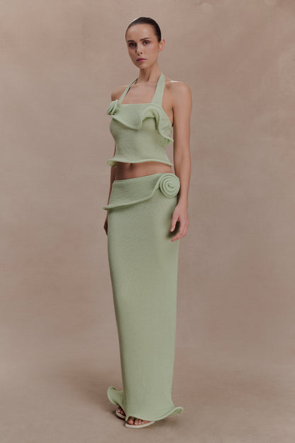 Samira Knit Wired Maxi Skirt - Pastel Green