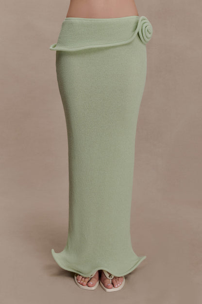 Samira Knit Wired Maxi Skirt - Pastel Green