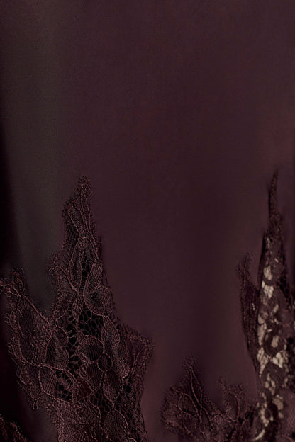 Nina Satin And Lace Maxi Skirt - Chocolate